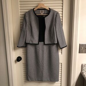 Anne Klein B/W Tank Dress w/Bolero Jacket Size 8